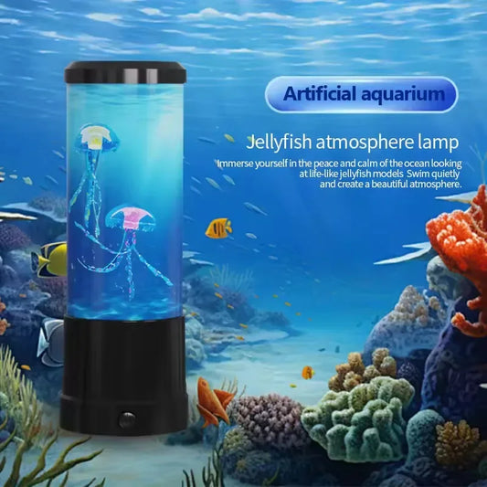 Jellyfish Lamp LED 7Colors Mood Color-Changing LED Aquarium Ocean Night Light Bedroom Desktop Decor Light Birthday Gift for Kids